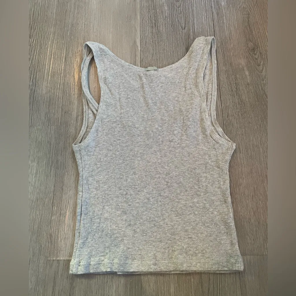 Skims Cotton Ribbed Crop Tank Light Gray Size Medium - Image 7