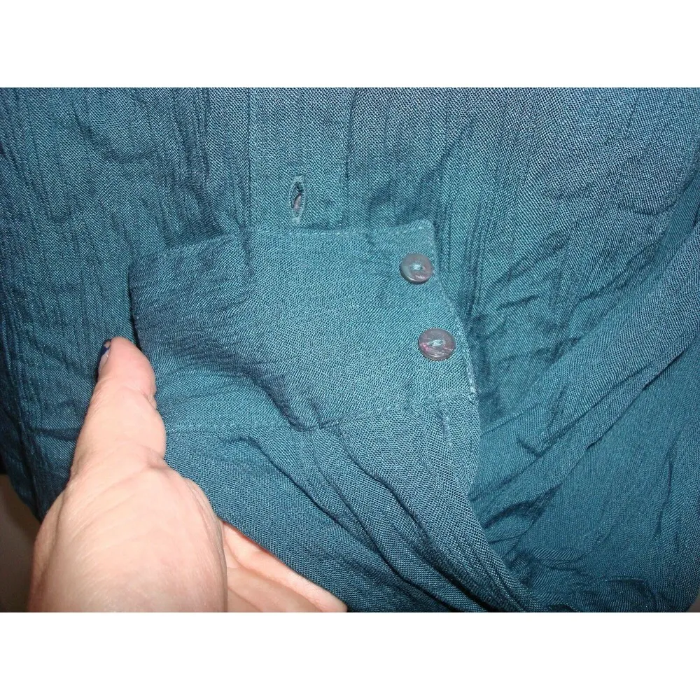 New Womens NWT PrAna Petrol Blue Hele Mai Top Button Down S Dark Modal Pockets - Image 7