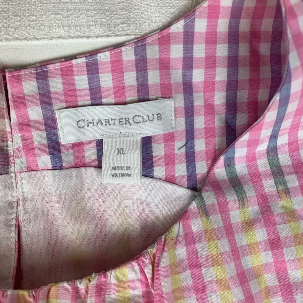 Charter Club women's XL gingham tiered midi dress sun sundress party new - Image 4