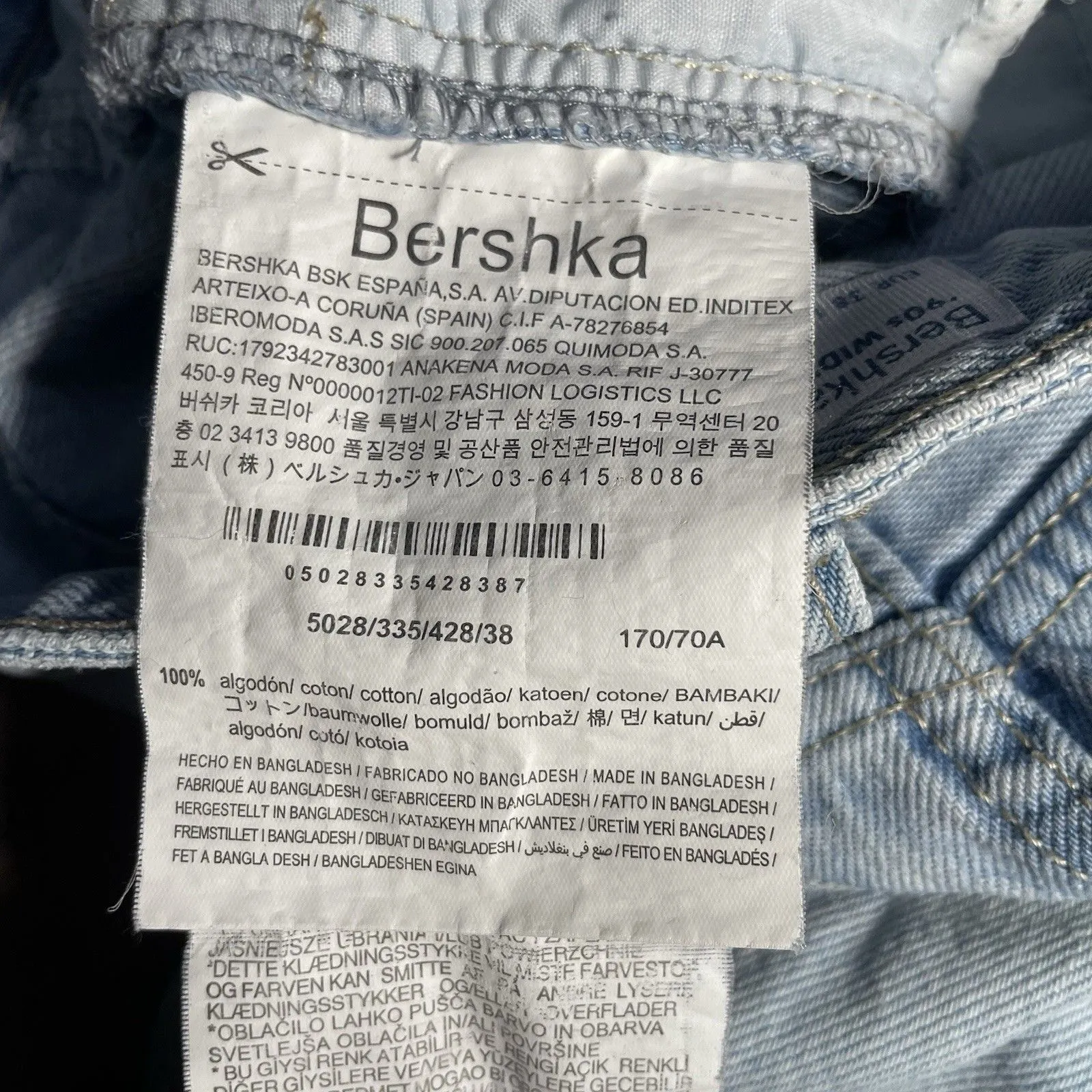 Bershka Jeans Womens 6 90s Wide Leg Distressed Light Wash Y2K Denim Grunge High - Image 10