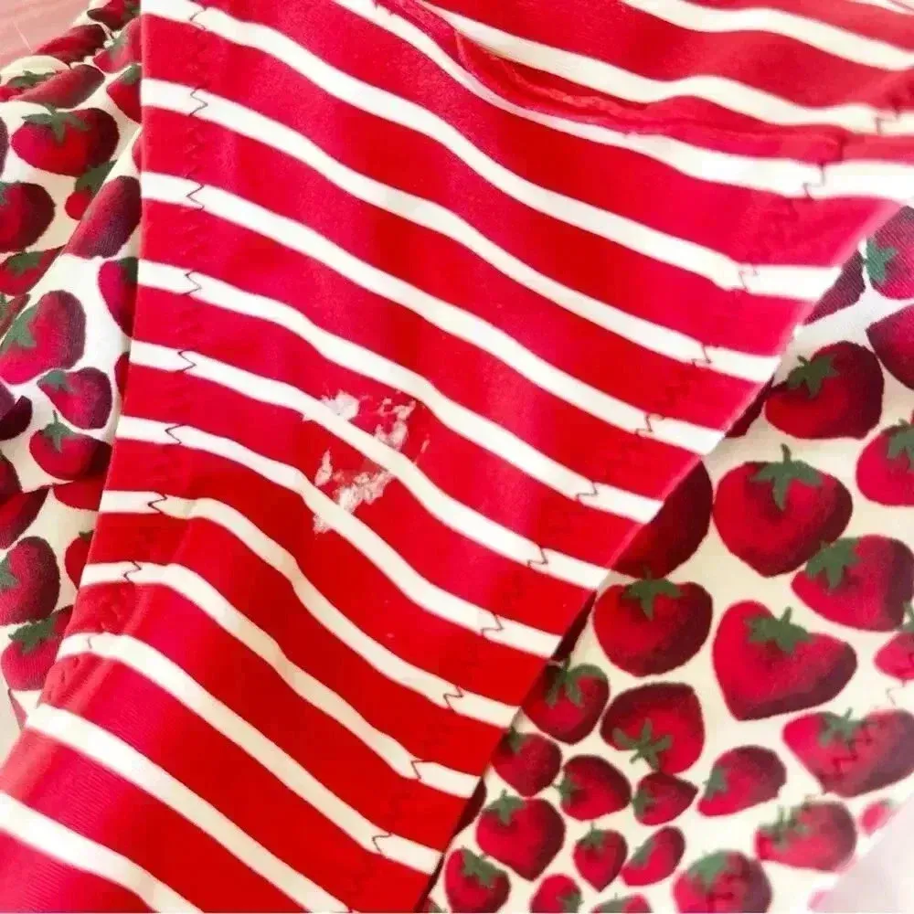 J Crew 90s no tie string bikini bottom Strawberry Stripe reversible print S NWT - Image 7