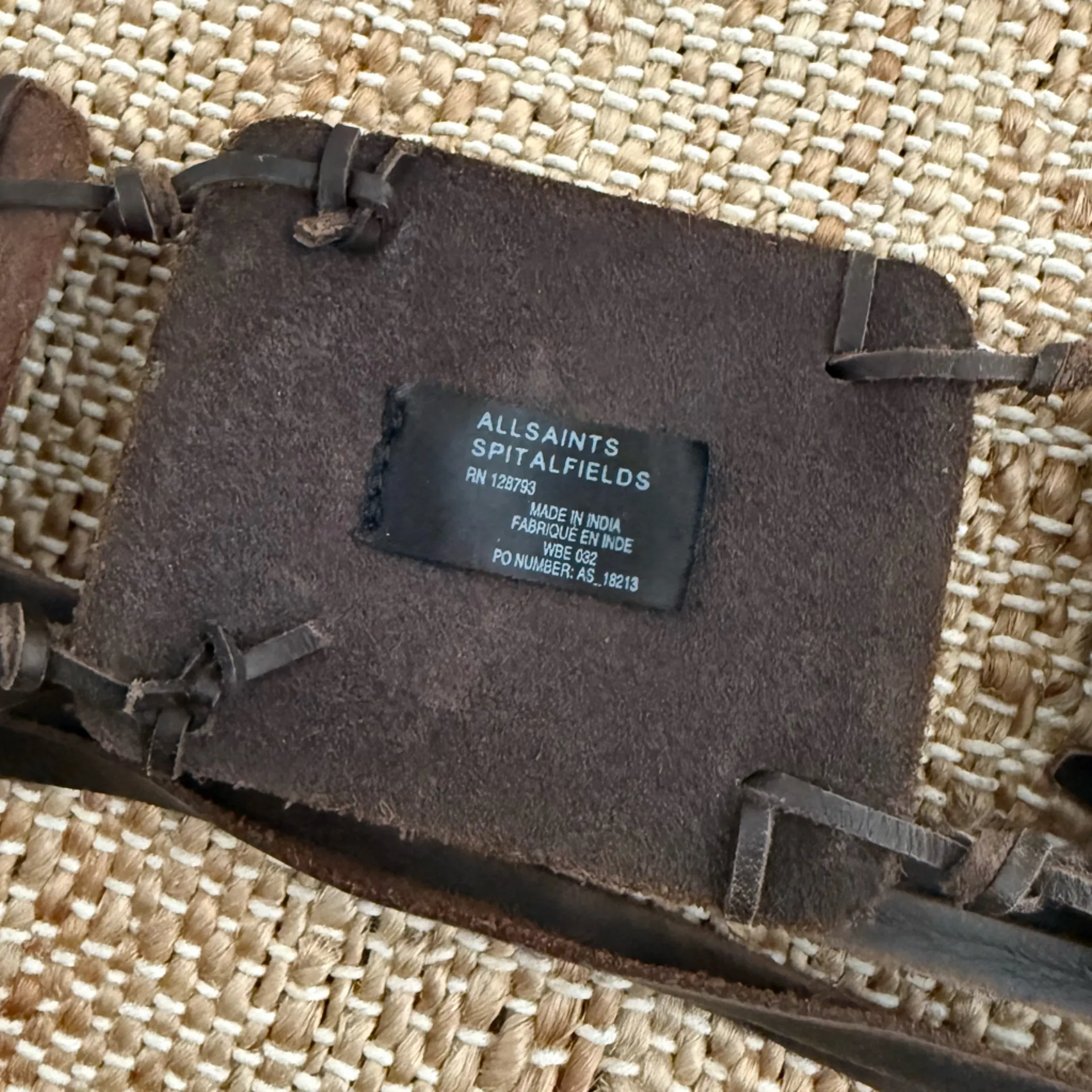 All Saints Genuine Leather Belt Metal Brown Black - Image 2