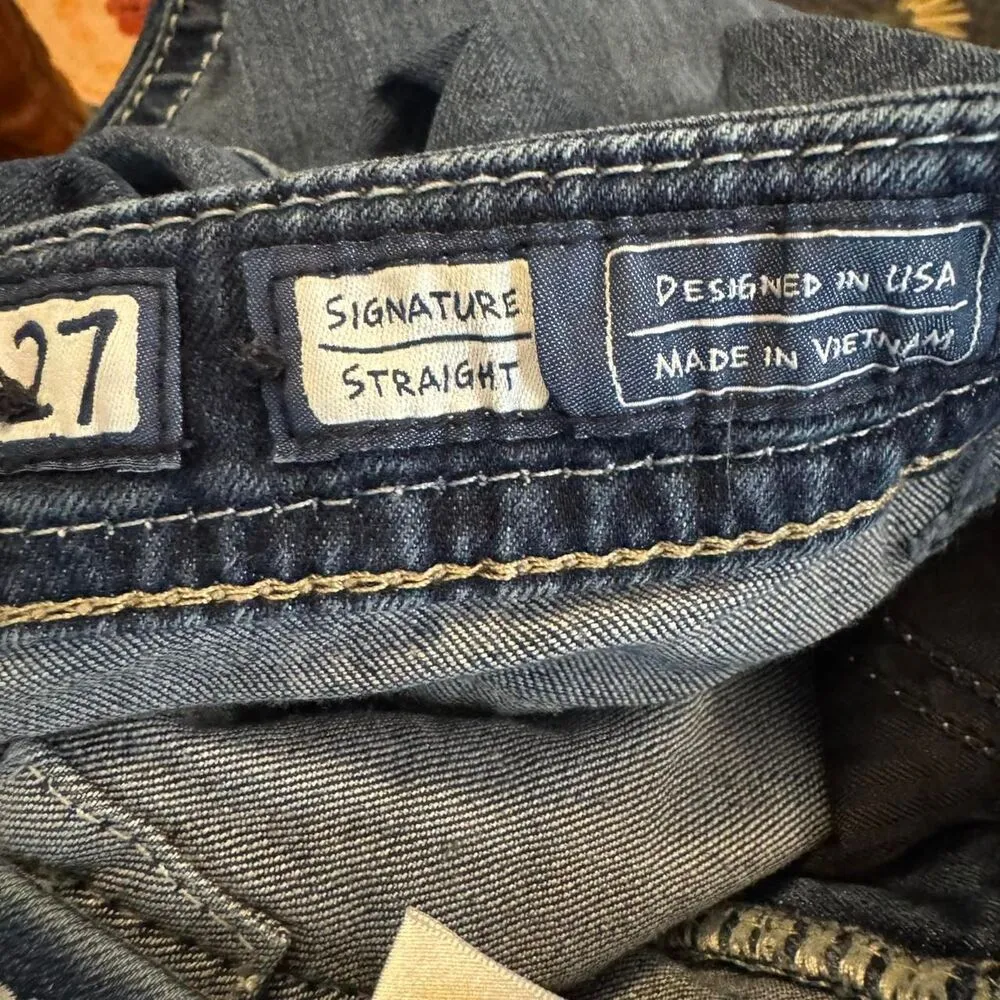 Miss Me Women's Signature Straight JE8448T3L Embellished Blue Jeans Size 27 - Image 6