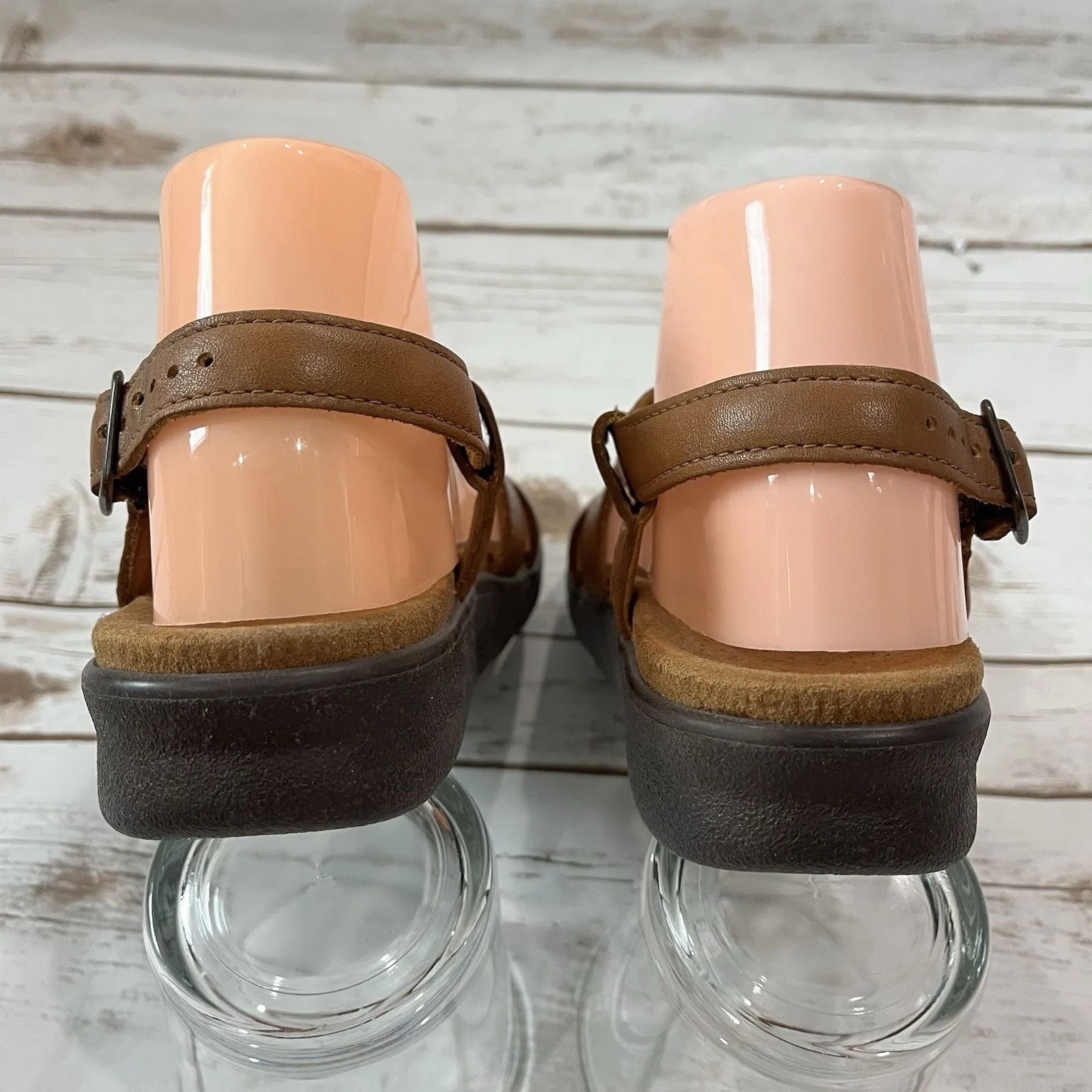 SAS Huggy Sandal Shoes Women US 8.5 N EU 39 Leather Ankle Strap Comfort Cognac Brown - Image 7