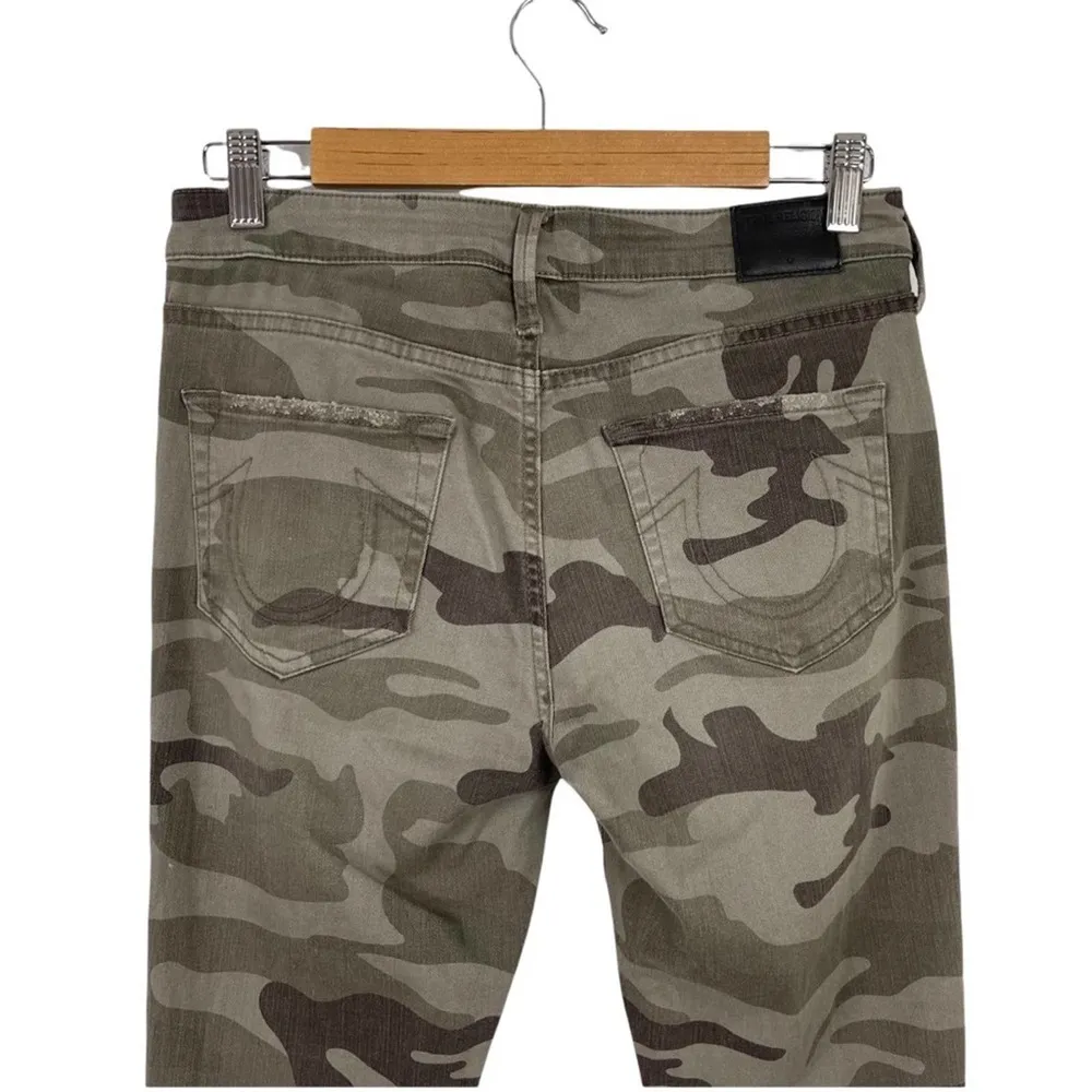 True Religion Halle Mid Rise Super Skinny Jeans In Destroyed Distressed Camo 27 - Image 8