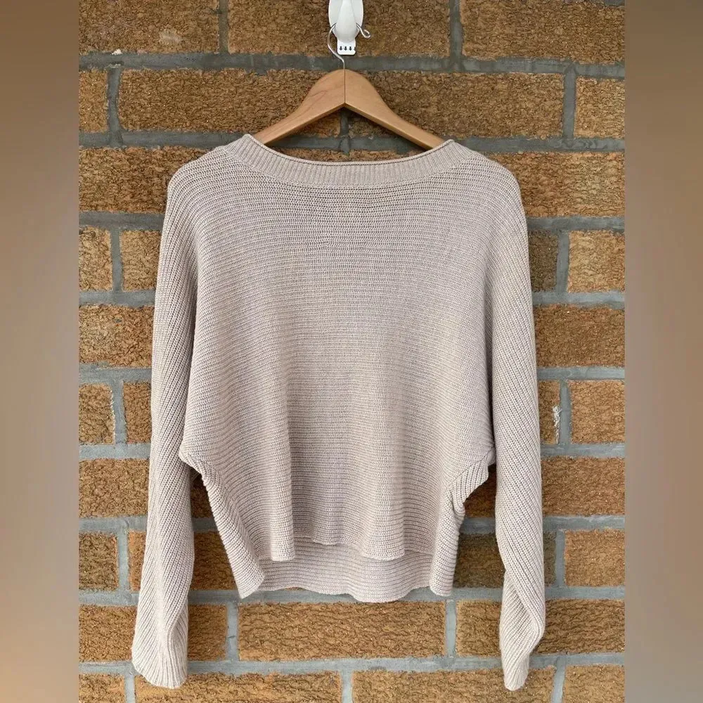 Le Ore Lodi Ribbed Sweater Size S Cropped Almond Tan - Image 6
