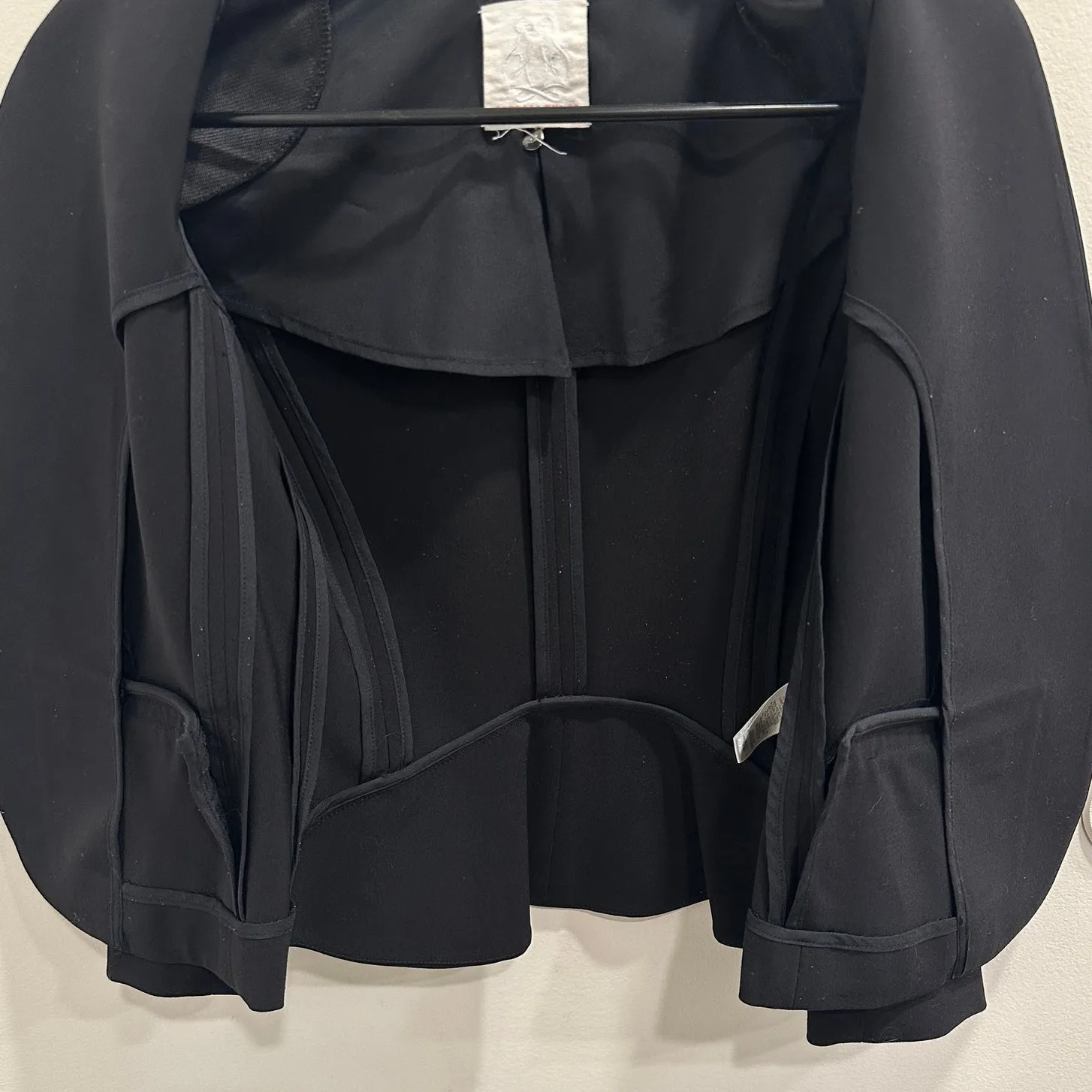 Rebecca Taylor Black Blazer Lamb Leather Collar Peplum Twee Preppy Coquette Sz 0 - Image 3