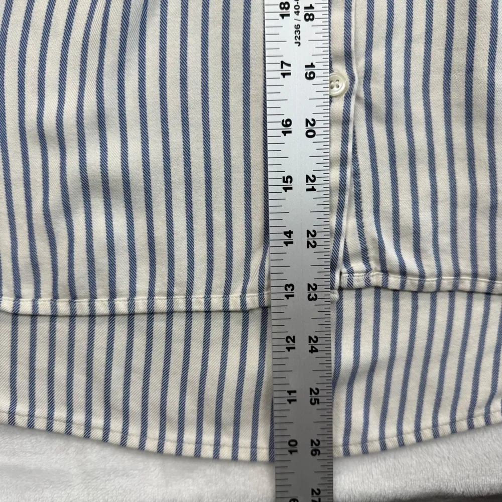 Madewell Striped Button-Up Shirt Short Sleeve Relaxed Fit Blue White Size S READ - Image 3