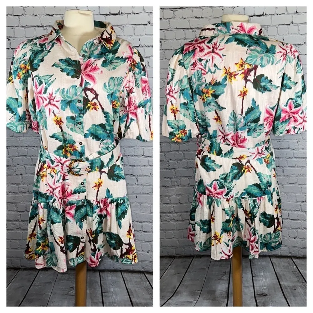 Walter Baker Tyanna Dress Blush Azalea Hawaiian Button Down Shirt Dress XL NEW - Image 3