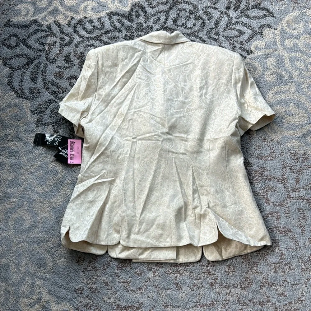 Vintage Le Suit Blazer Skirt Set Cream 16 - Image 7