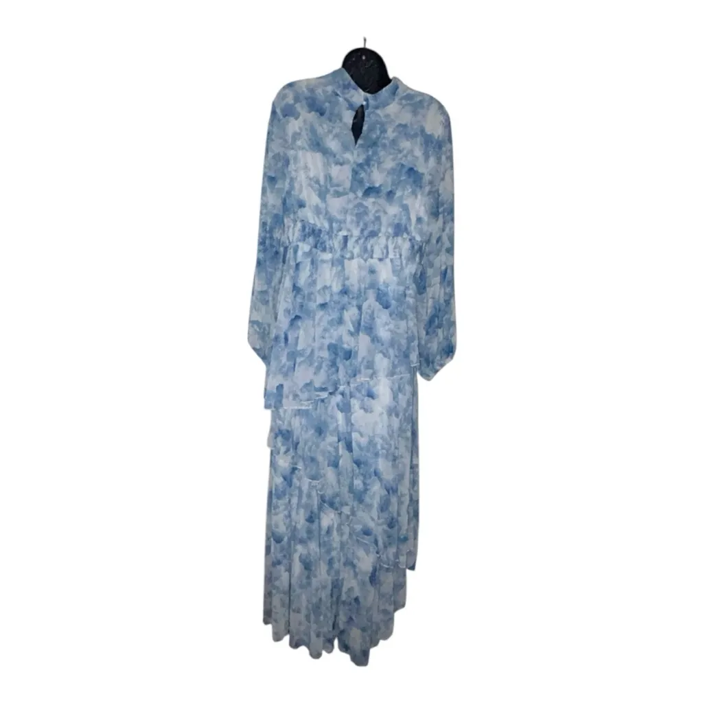 Elegant Long Sleeve Dress. Size one XL mock neck mother of the bride Blue - Image 2