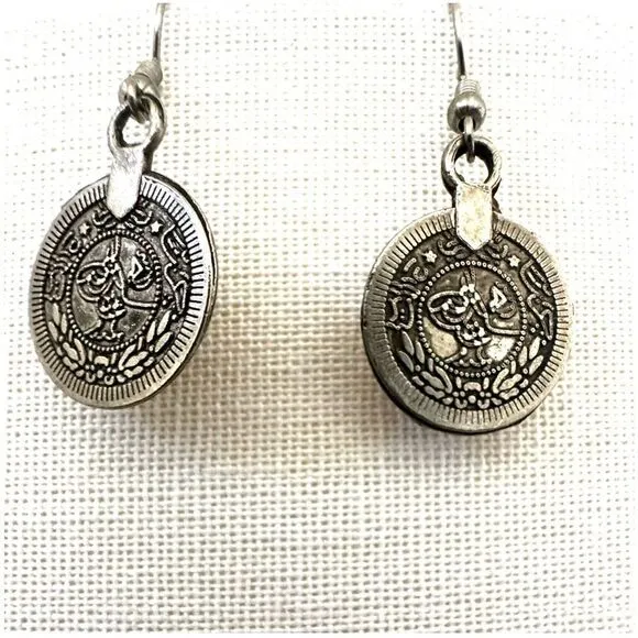 Tibetan coin earrings Silver - Image 2