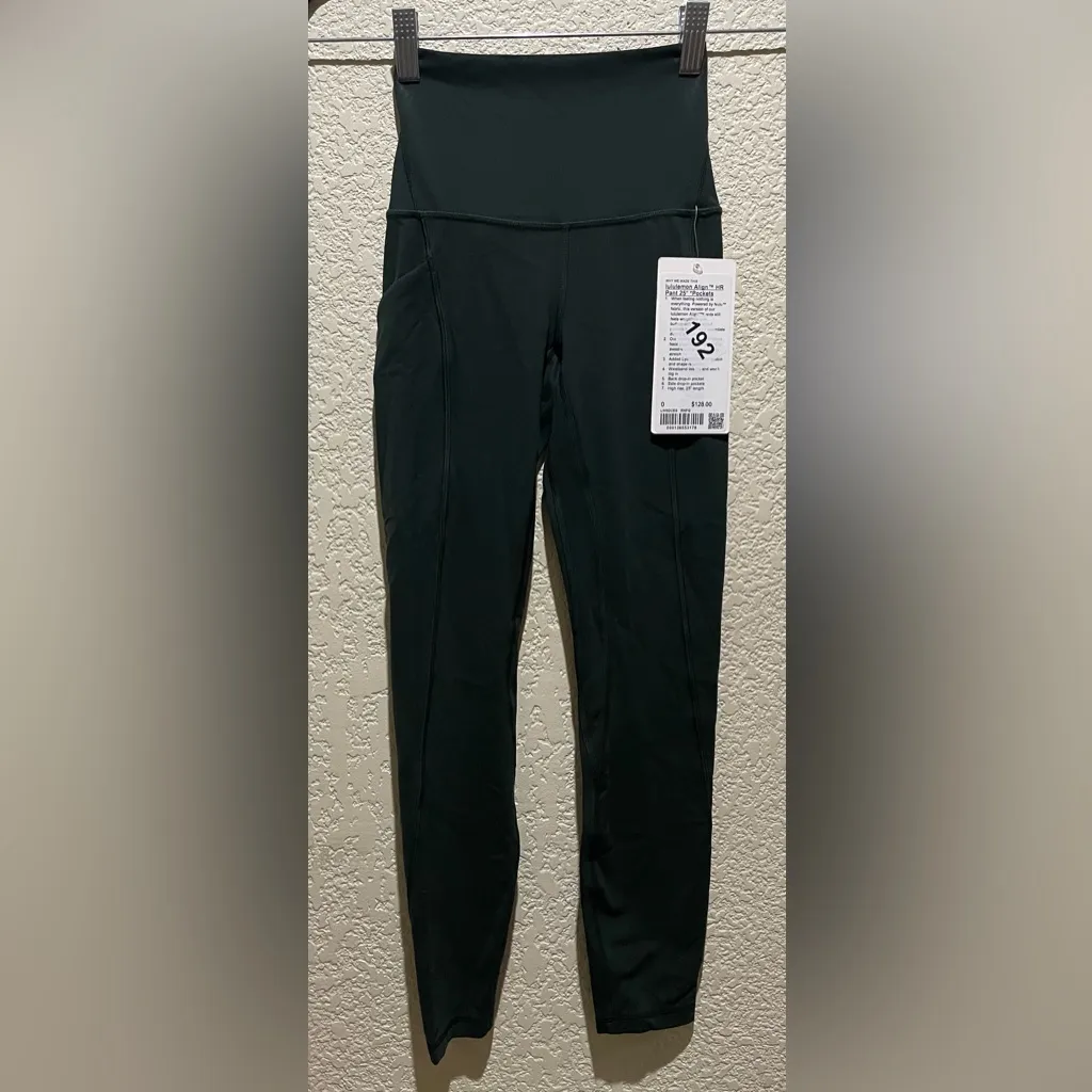 Lululemon NWT Align High Rise Pant Leggings 25” With Pockets Forest Green Size 0 - Image 5