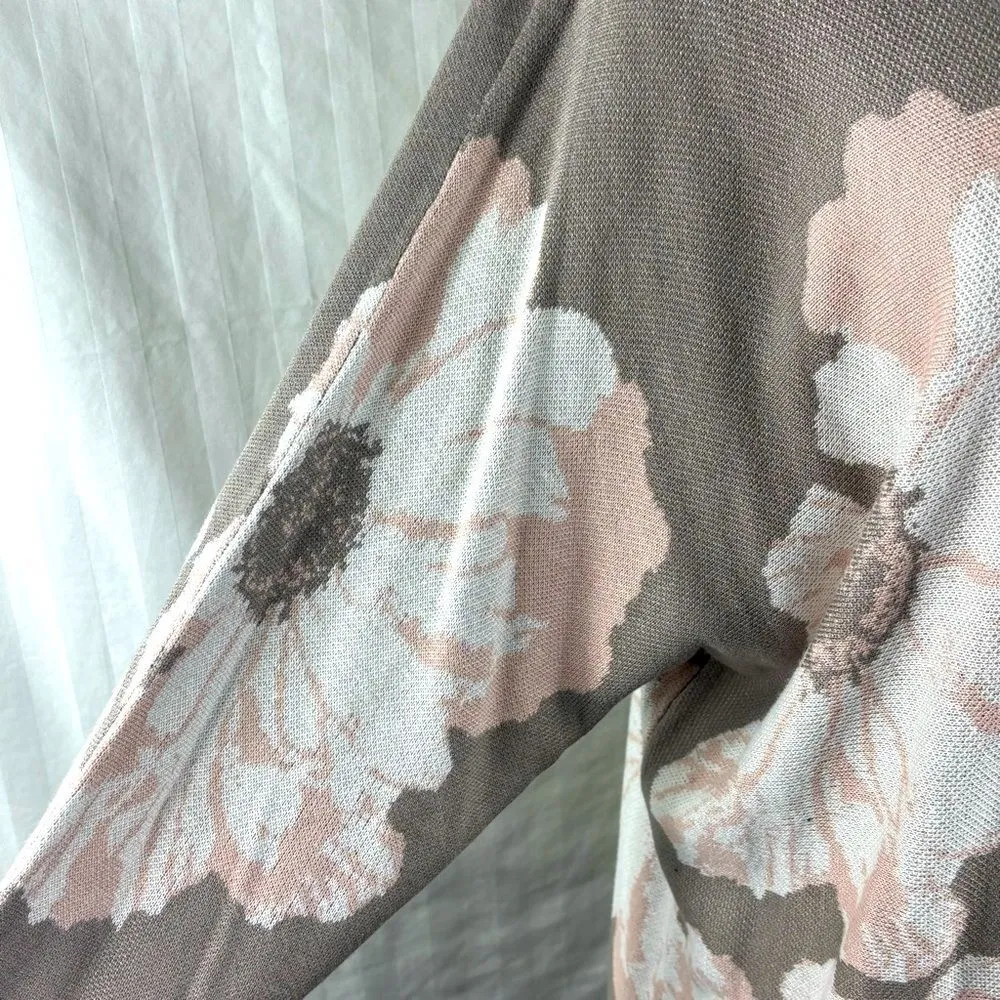 Ruby Rd. Floral Lightweight Tan Pink Crew Neck Sweater Women’s Size XL - Image 6