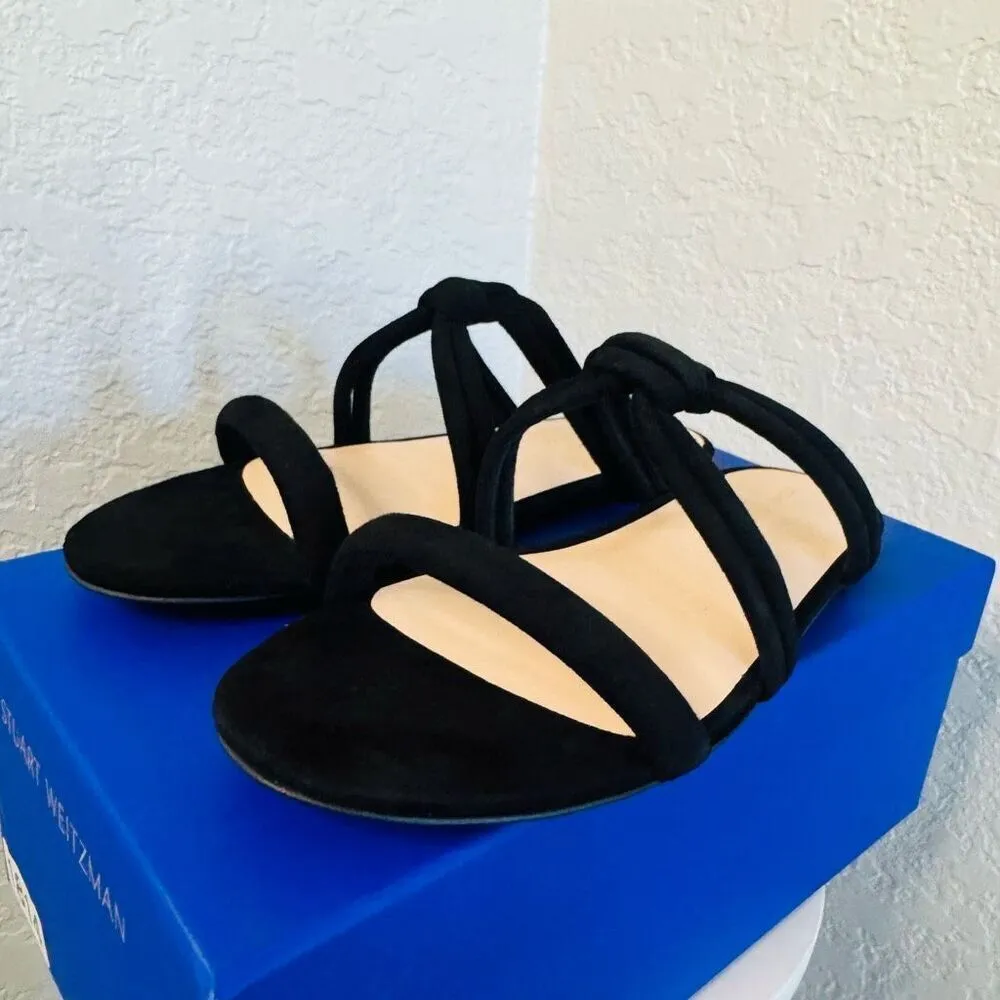 Stuart Weitzman Twist Knot‎ Leather Slide Sandal, Designer Size 8, Black, NWT - Image 11