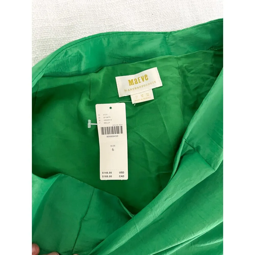 Anthropologie | Maeve Asymmetrical Sateen Skirt | Green | Sz 6 | NWT - Image 9
