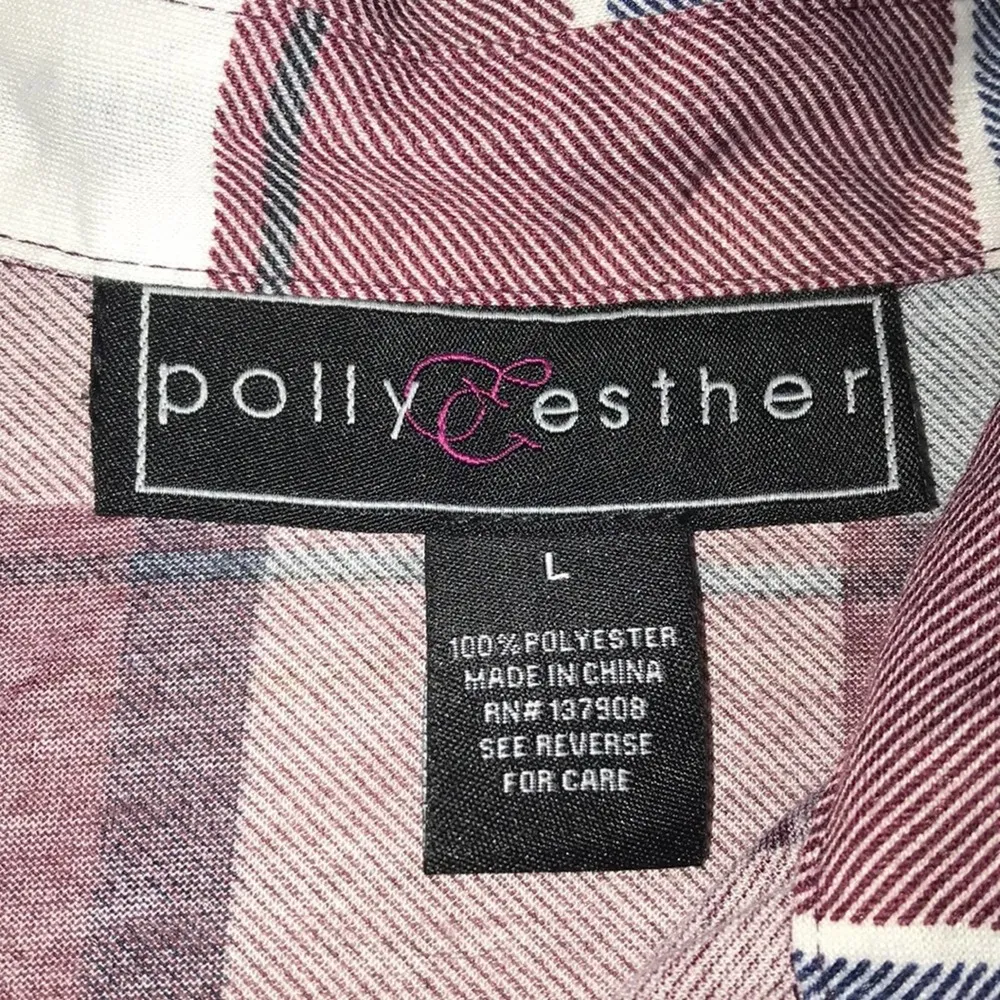POLLY & ESTHER RED MULTI PLAID BUTTON CLOSE POCKETS LARGE - Image 3