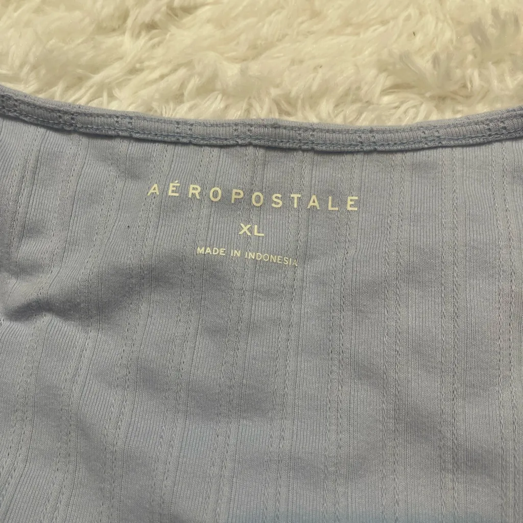 Aeropostale light blue ruched long sleeve top fitted shirt blouse size XL - Image 5