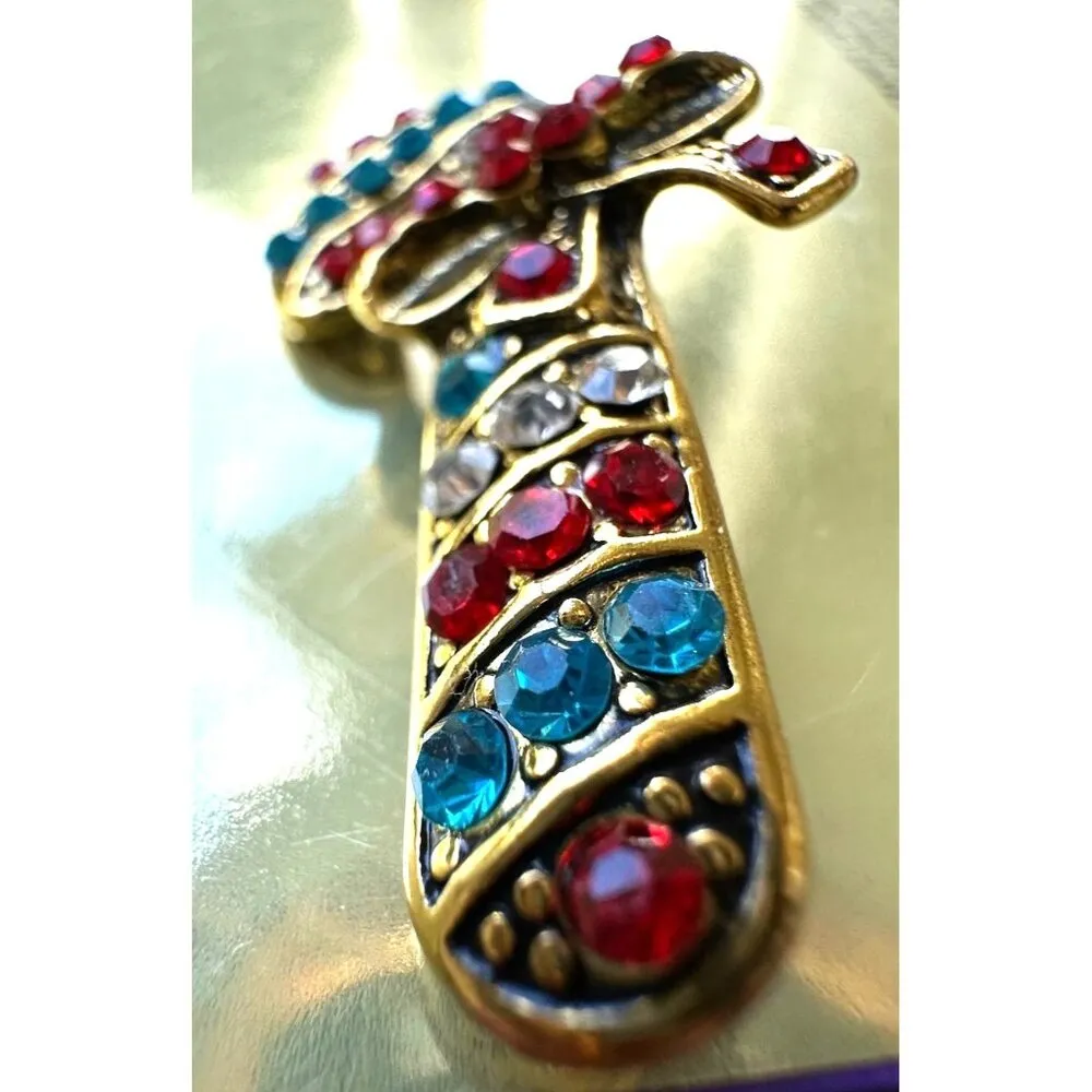 Candy Cane Brooch Pin New Christmas Jewelry Crystal Accents Candyland Ca… Red - Image 7