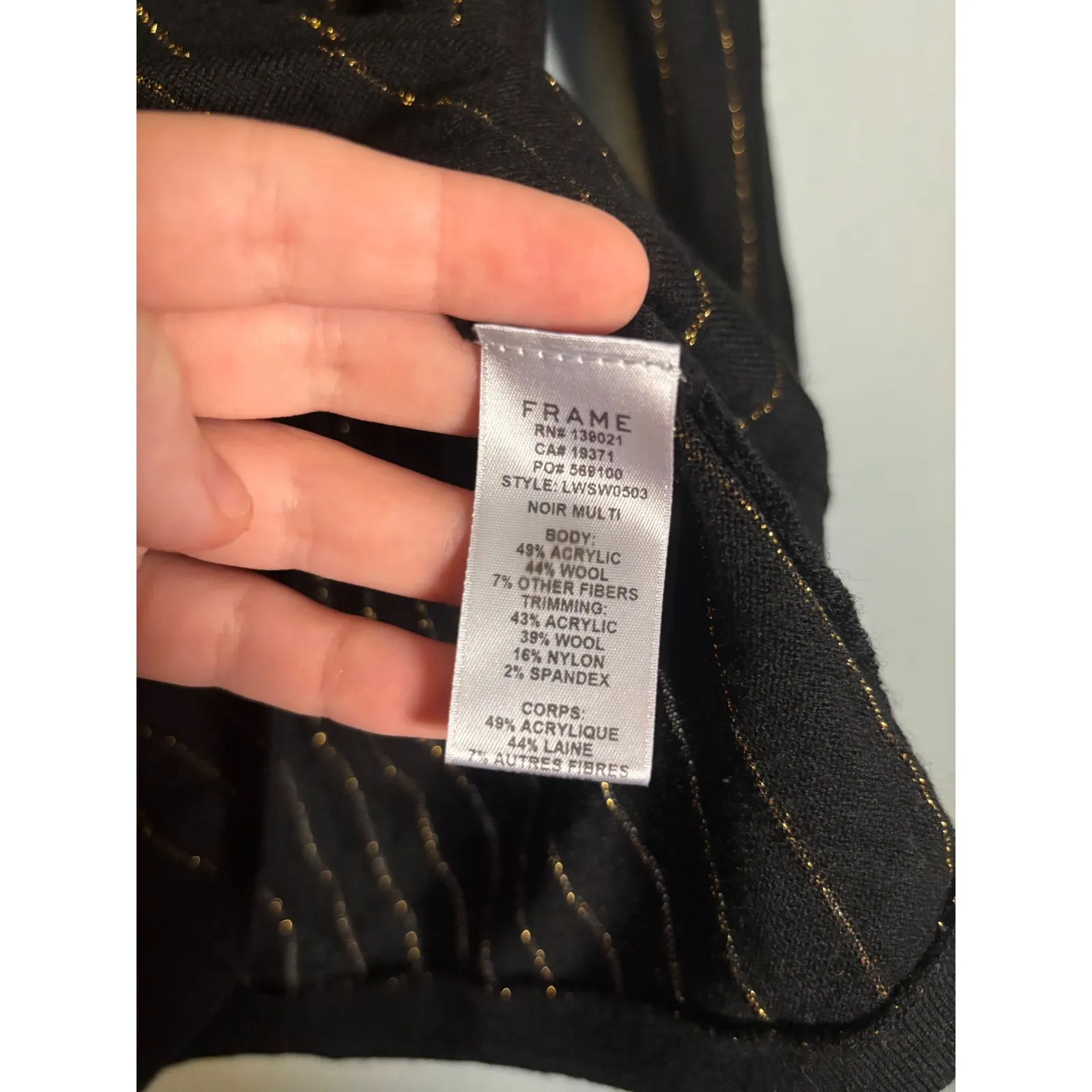 Frame Women's Striped Metallic Wool Blend Crewneck Top Long Sleeve XS - Image 9