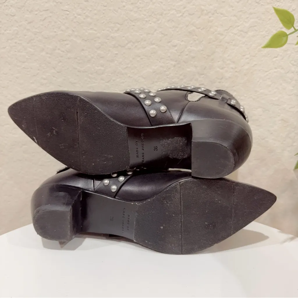 Marc By Marc Jacobs Carroll 2strap Stud Ankle Boot Black Bootie Size 36 Preowned - Image 8