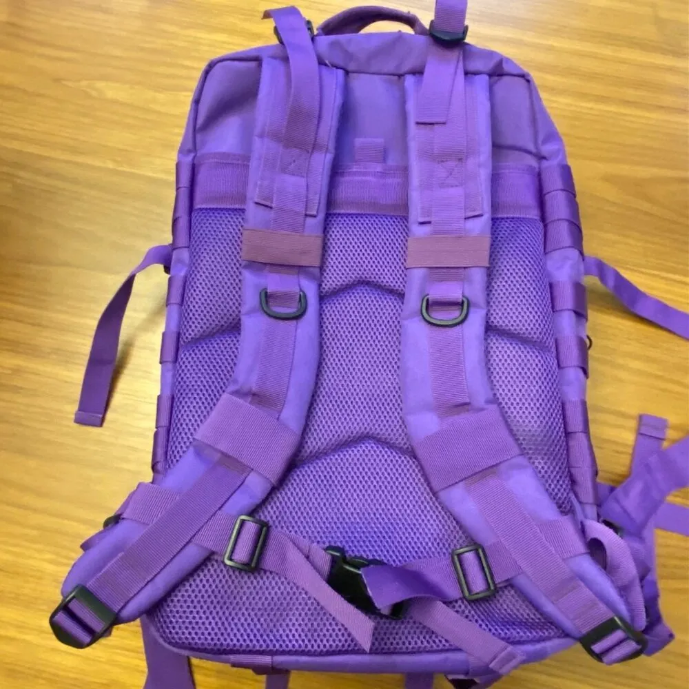 45L Tactical Backpack Purple Molle Straps With Compartments Heavy - Image 5