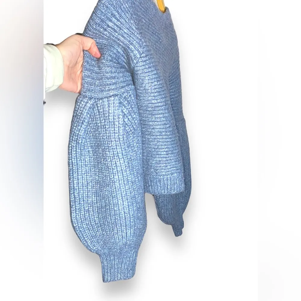 Zara Denim blue puff sleeve thick sweater NWT - Image 5