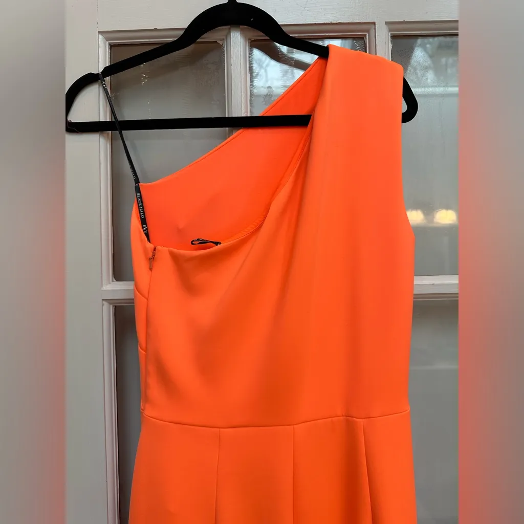 Black Halo Neon Apricot Rex One-Shoulder Gala Formal Gown Dress Size 8 Med - Image 8