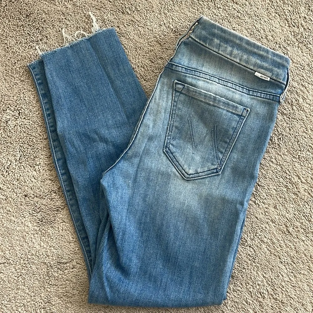MOTHER Looker Ankle Fray Skinny Jeans After All These Years 25 Blue - Image 3