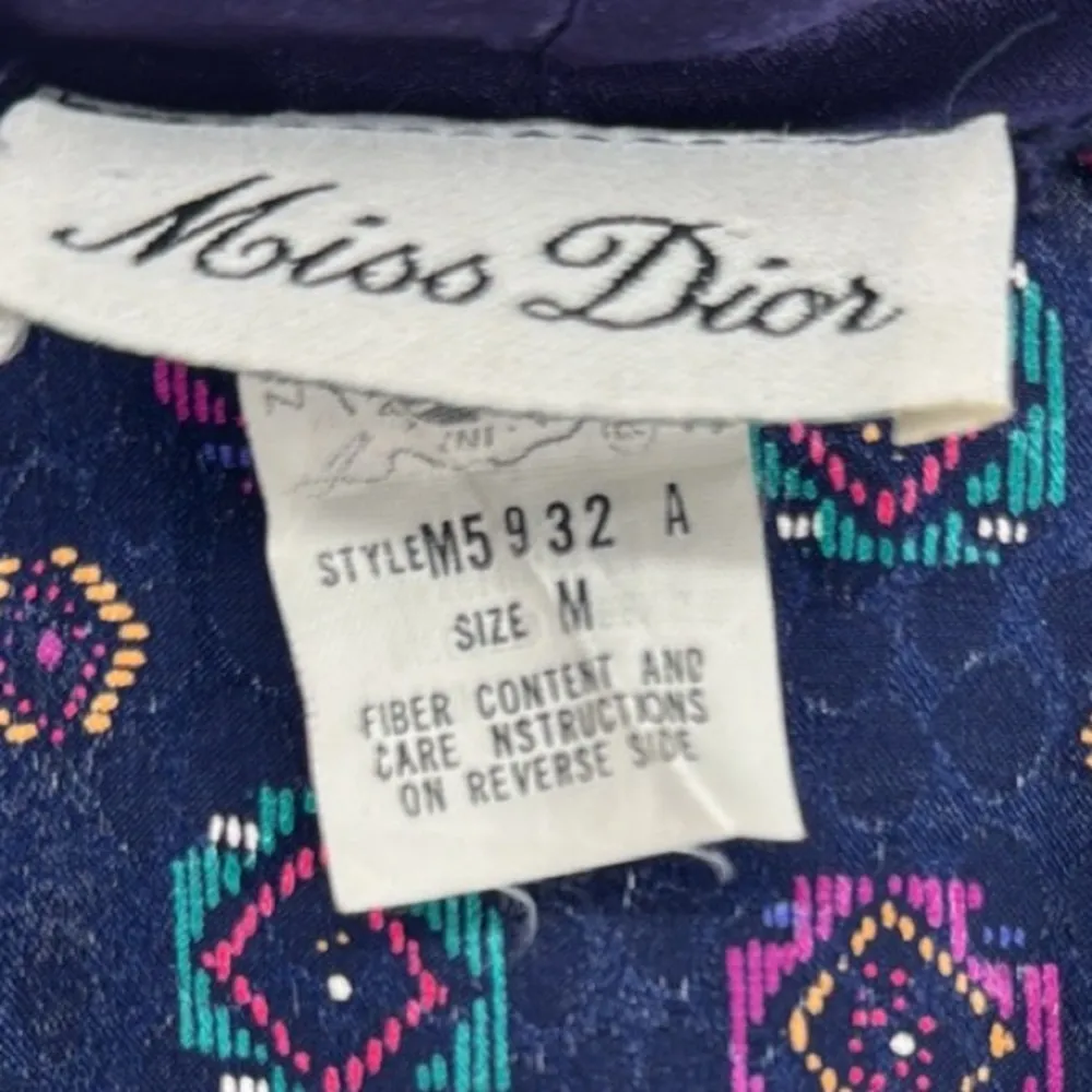 Miss Dior Women's Robe M purple blue gold trim silky lounge luxury vintage - Image 14