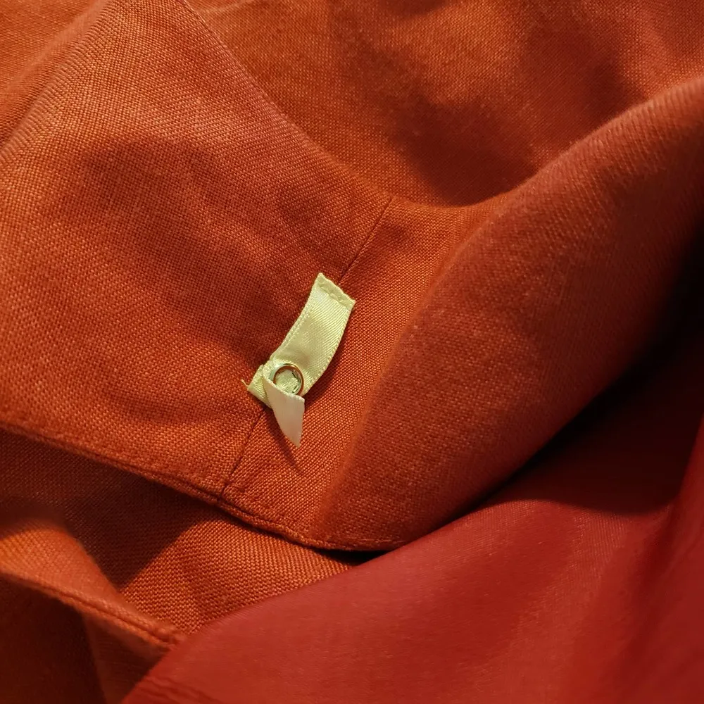 Barami Viscose Linen Rust Colored Sleeveless Shift Dress Embellished Pockets 12 - Image 9