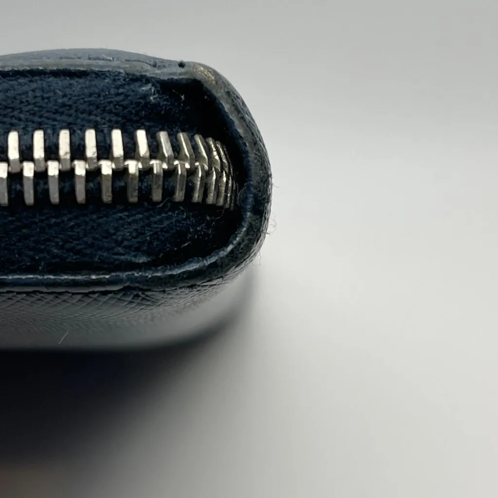 Prada 2ML317 Saffiano Leather Zip Around Wallet - Dark Blue - Preowned - Image 7