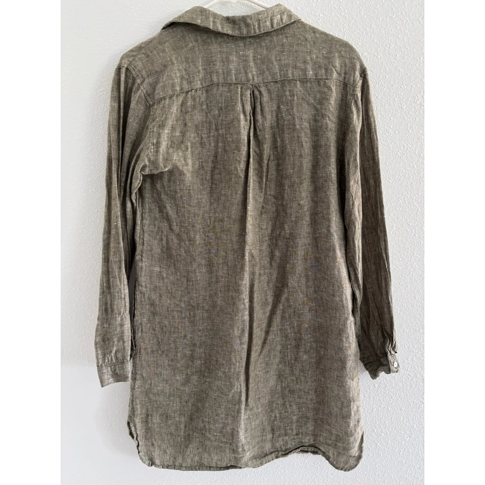 Artisan NY Dress Womens Small Green Linen Shirtdress Coastal Beachy Flowy Boho - Image 2