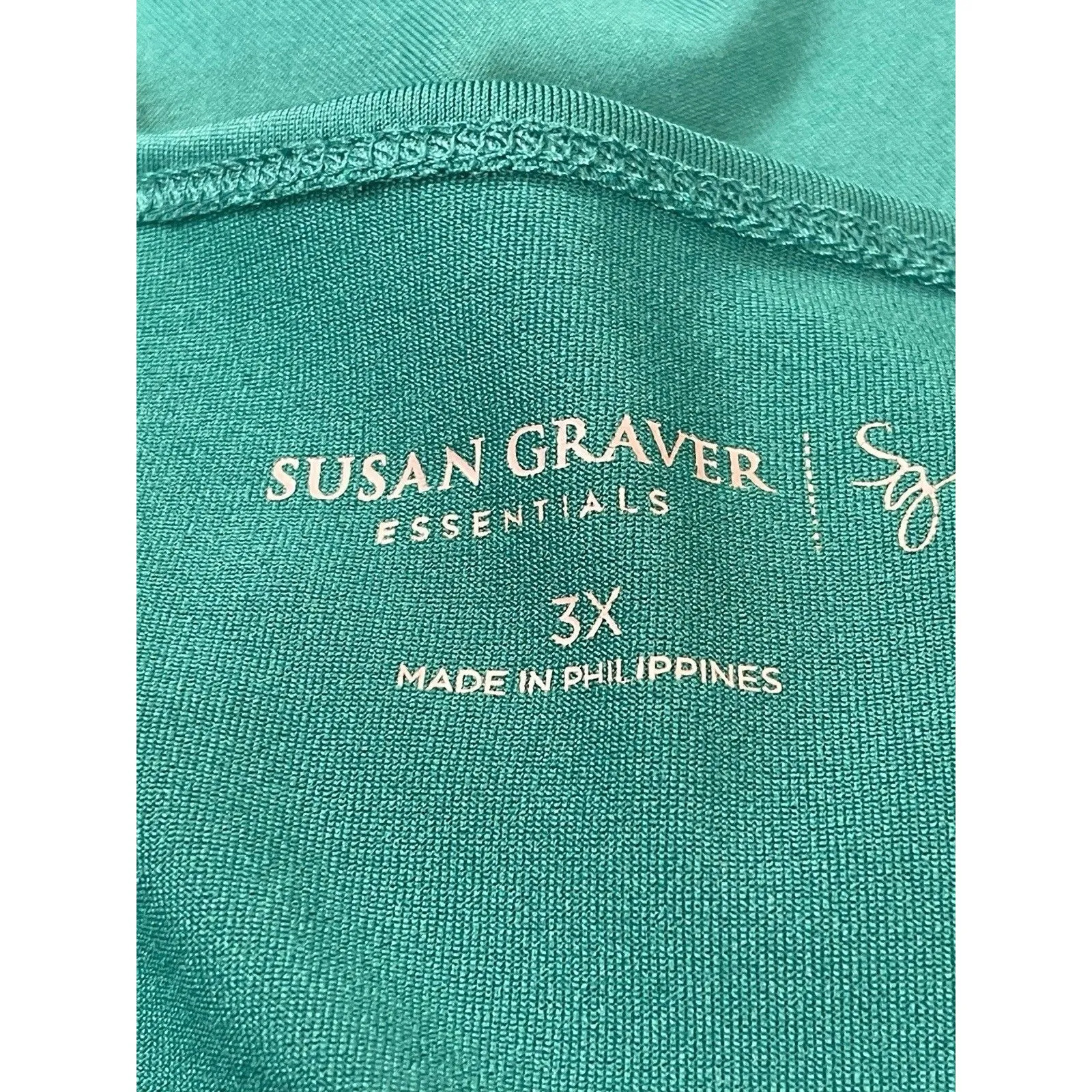 Susan Graver Essentials 3X Aqua Stretchy Knit Top V-Neck 3/4 Sleeve Minimalist - Image 5