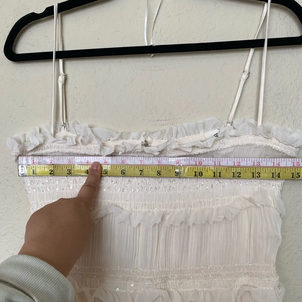 HOUSE OF CB 'Solana' Ivory Sequin Pleat Maxi Dress white NWOT size Small - Image 8