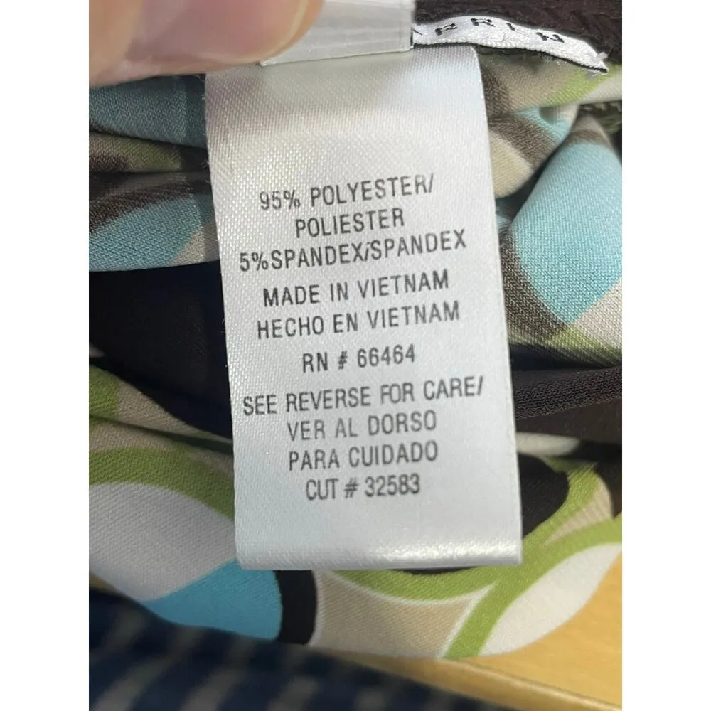 Y2k Sandra Darren Dress Size 12 Green Brown Abstract Gilmore Girls Boho 90s - Image 6