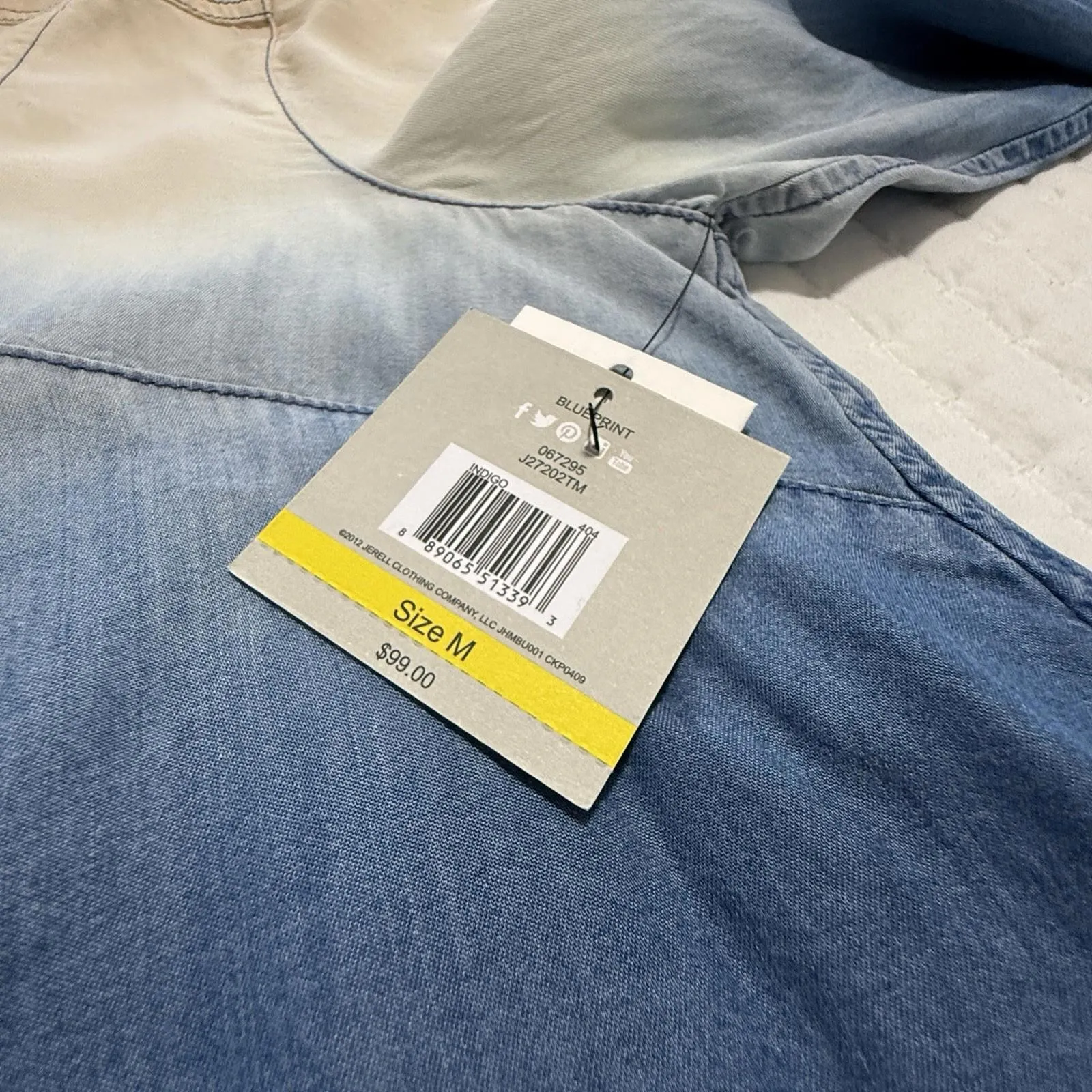 John Mark  Blue Ombré Button Down Tunic Top M Medium NWT $99 100% Lyocell - Image 3