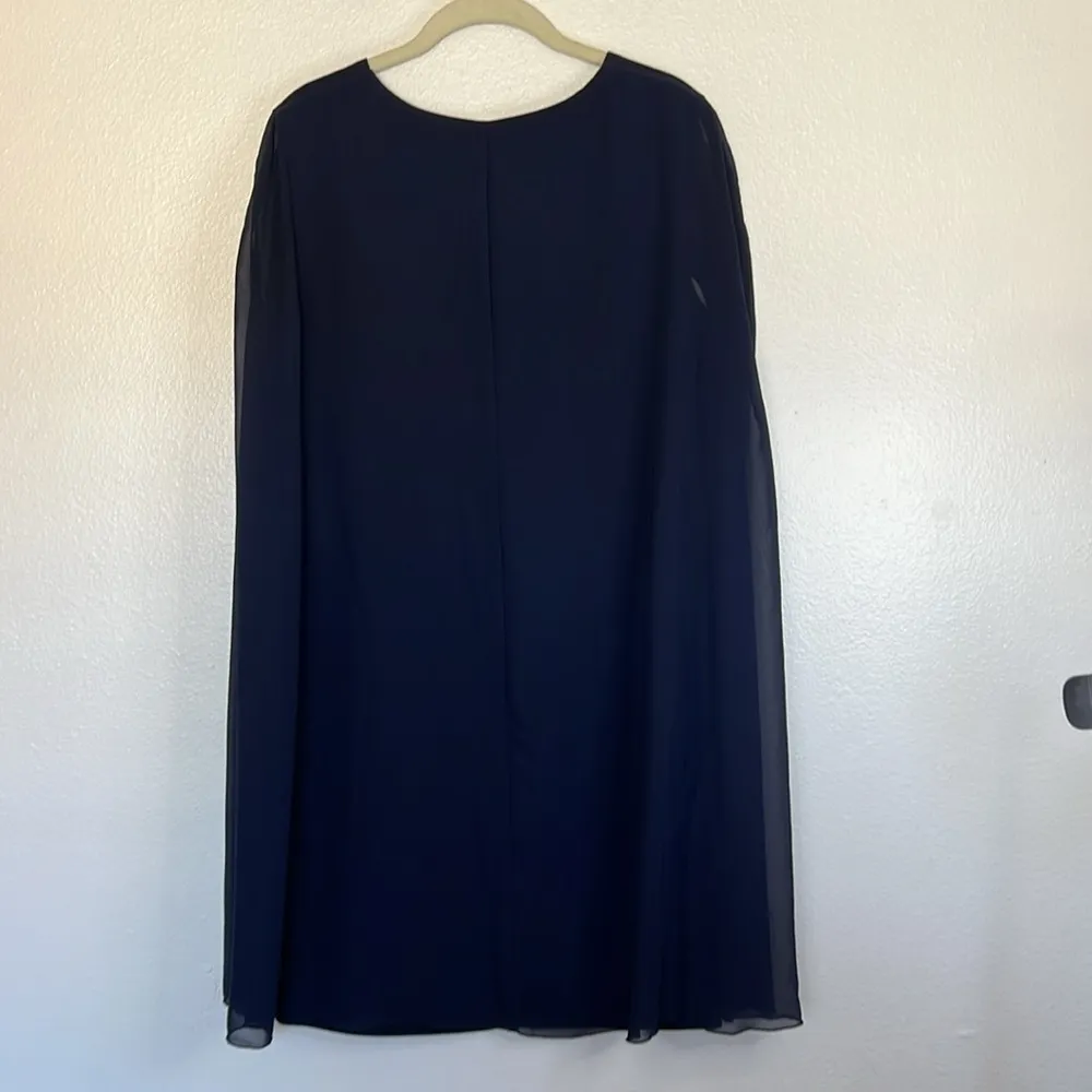 EUC Enfocus Studio Navy Mini Dress with Attached Sheer Cape sz 12 - Image 6