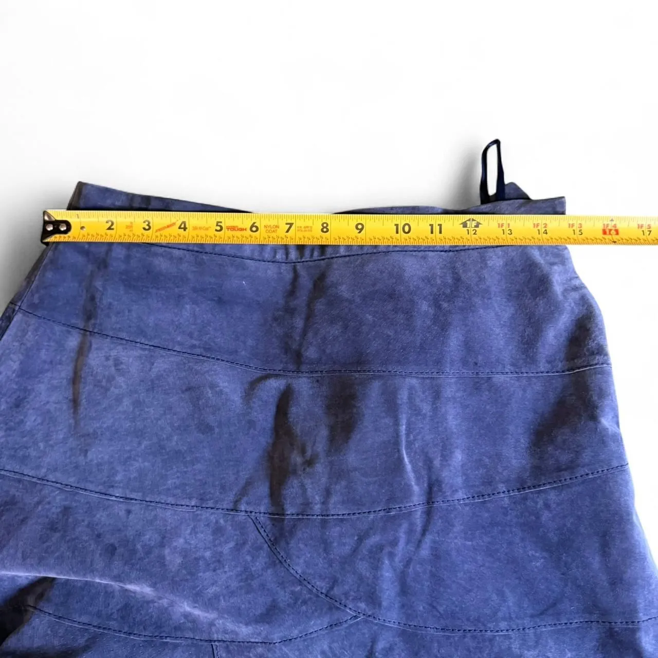 Soft Surroundings Blue Suede Leather Maxi Skirt Small Tiered Long Boho Flare 35" - Image 6