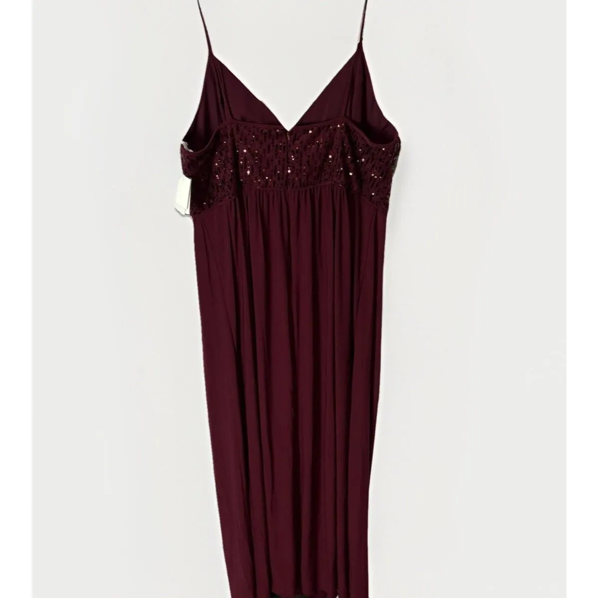 Davids Bridal DB Studio Spaghetti Strap Sequin Bodice Formal Dress Sz 18 Merlot - Image 10