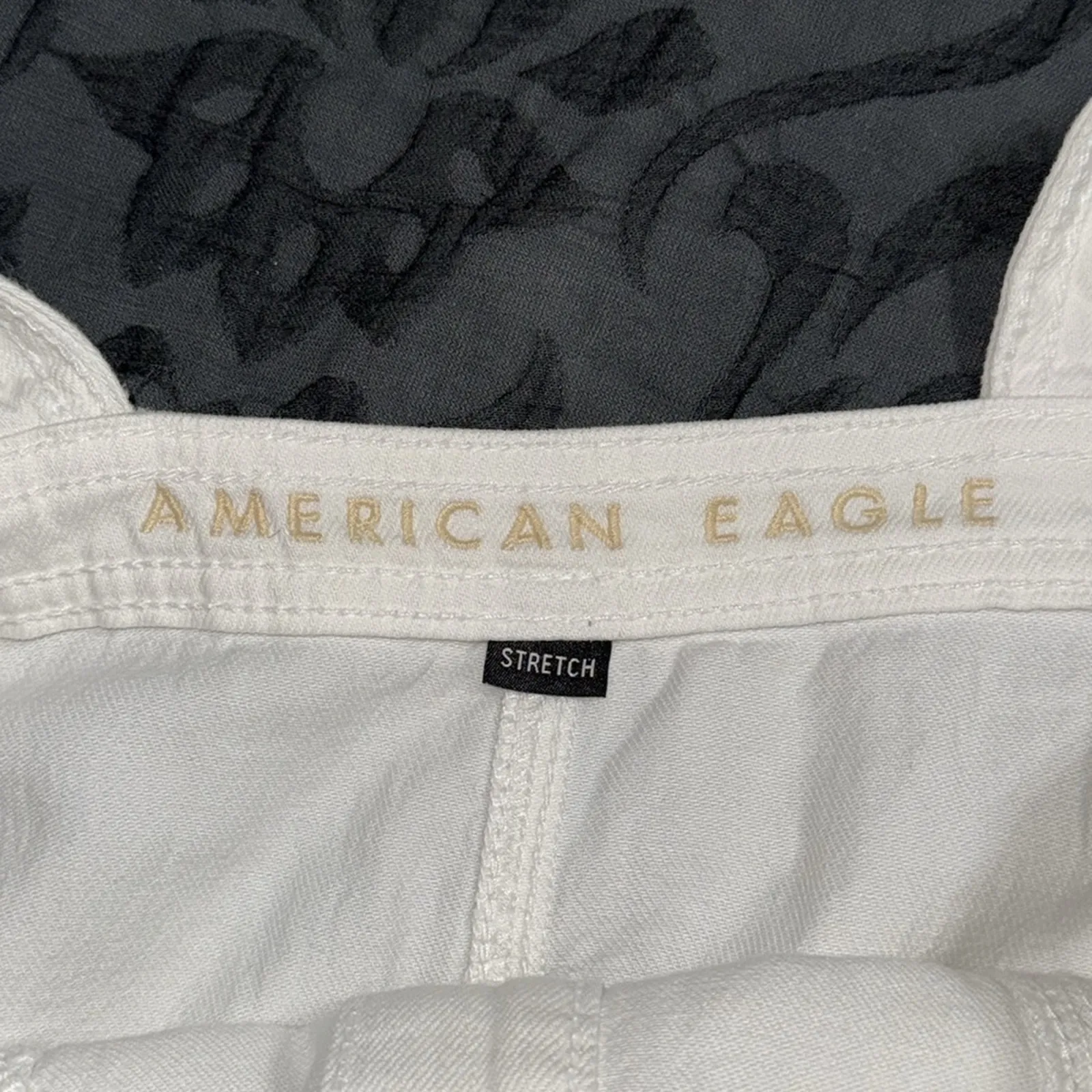 AE size XS white button up denim mini length dress overall pockets adjustable - Image 12