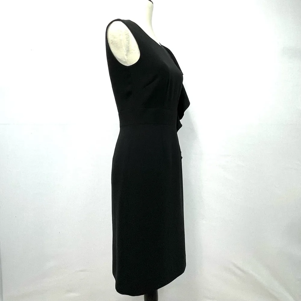 TAHARI Arthur S. Levine Black Sleeveless Draped Ruffle Dress Size 2 - Image 4