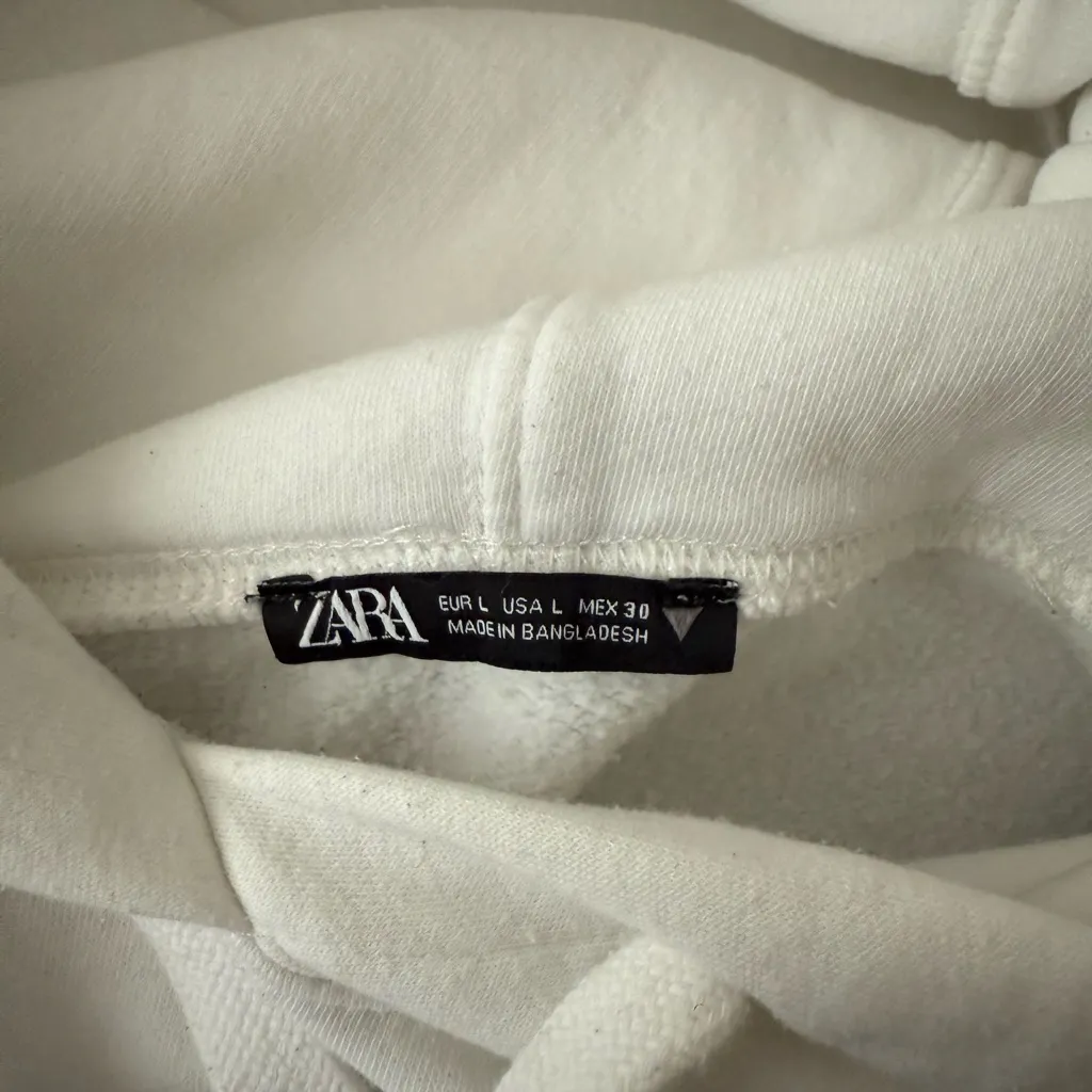 Zara Women’s White Hoodie Size Large - Image 4