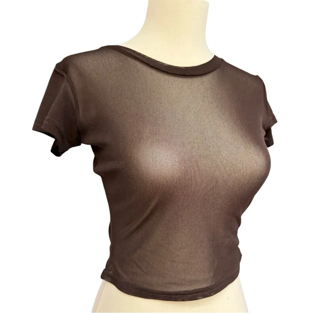 Free People Intimately Crop Mesh Tee Bundle - Sizes XS & S, Brown and Dark Brown - Image 7
