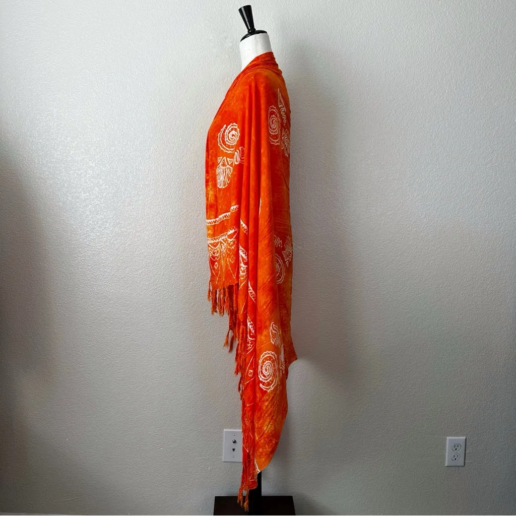 Orange Boho Sea Shells Fringe Sarong or Beach Blanket Size undefined - Image 2