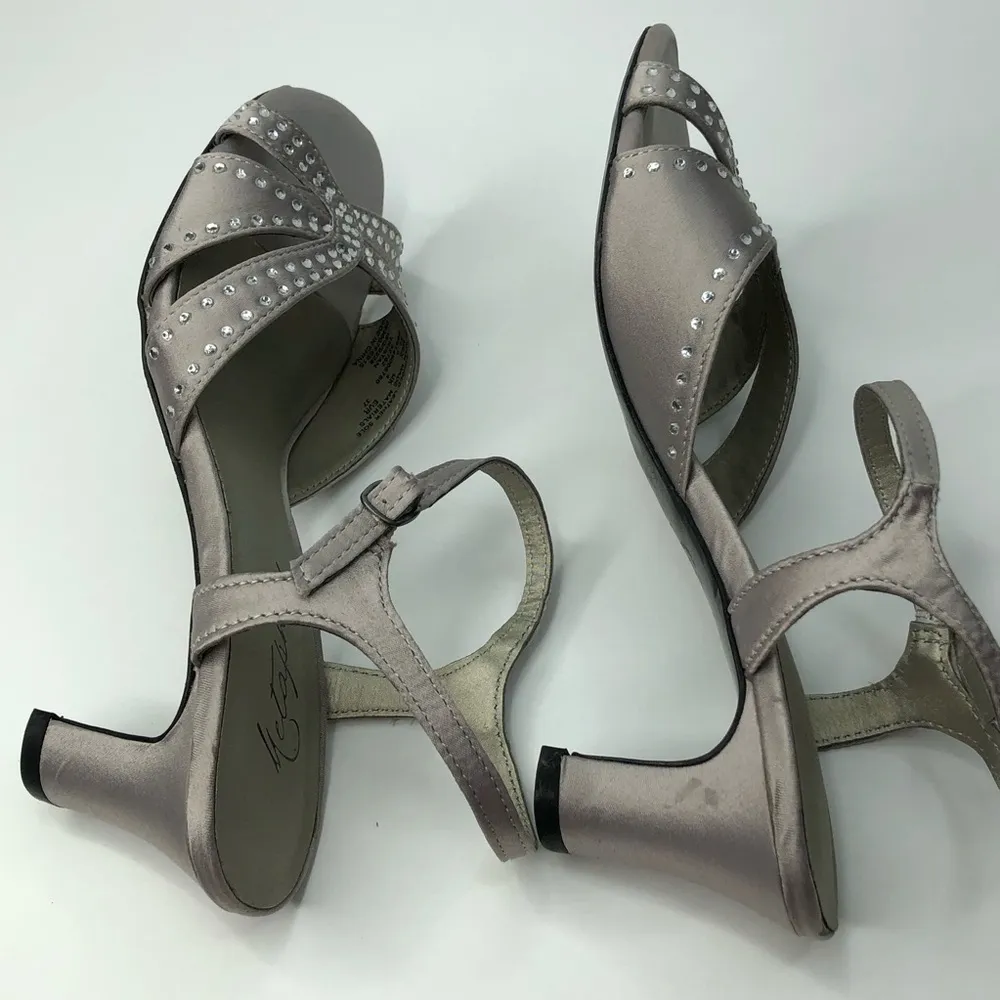 Metaphor Silver Gray Strap Sandal with Rhinestones - Image 9