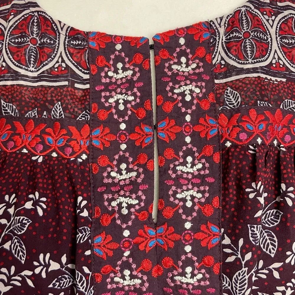 One September Vella Tunic Dress Red Medium Anthropologie Shirt Dress Boho - Image 3