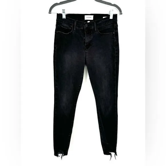 Frame Le Skinny De Jeanne Size 27 Brisbane Chewed Black‎ Stretch - Image 3
