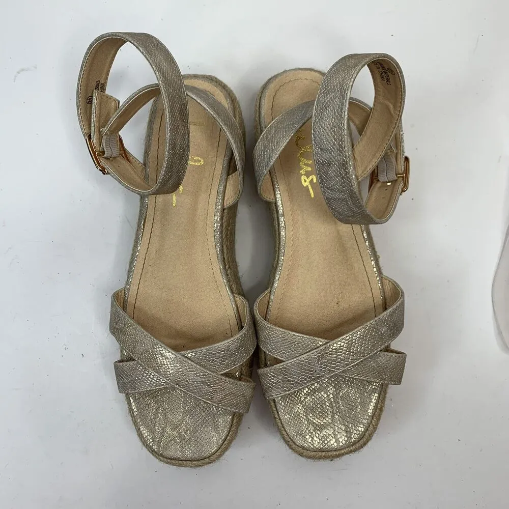 Lulus Women’s 8.5 Platform Espadrille Sandal Cobi Beige Snake Open Toe Strappy - Image 7