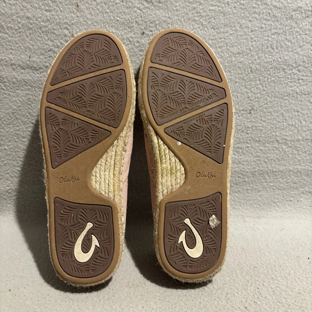 OluKai Kaula Pa’a Kapa Canvas Pink Rose Sea Salt Loafers Slip on Shoes size 6.5 - Image 6